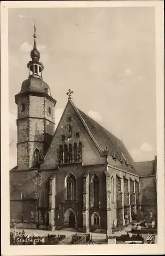 Ak Penig in Sachsen, Blick auf die Stadtkirche, Friedhof, Portal