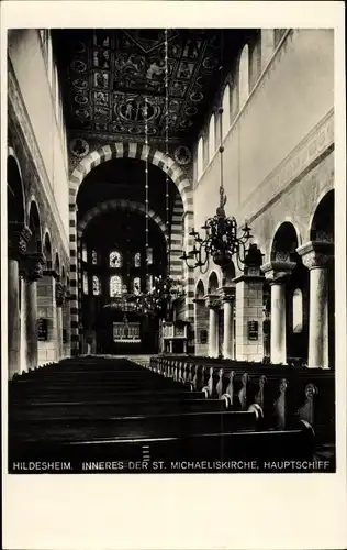Ak Hildesheim in Niedersachsen, Inneres der St. Michaeliskirche, Hauptschiff