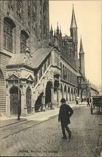 Ak Hansestadt Lübeck, Breitestraße mit Rathaus