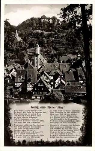 Ak Neuenburg am Rhein Baden, Panorama vom Ort, Gedicht