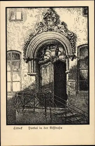 Künstler Ak Blossfeld, K., Hansestadt Lübeck, Portal in der Alfstraße