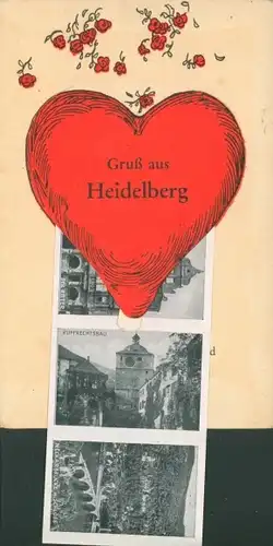 Leporello Ak Heidelberg am Neckar, Herz, Ortsansichten