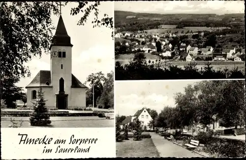 Ak Amecke Sundern im Sauerland, Kirche, Panorama vom Ort