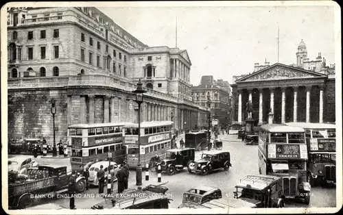 Ak London City England, Bank of England and Royal Exchange
