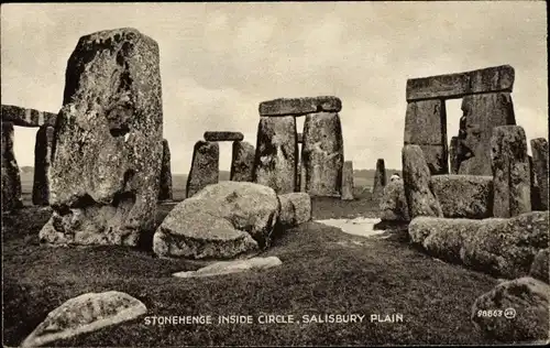 Ak Amesbury Wiltshire England, Stonehenge, Inside Circle, Salisbury Plain