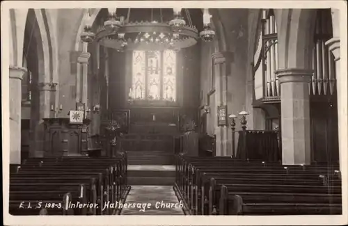 Ak Hathersage Derbyshire, Interior of the Church