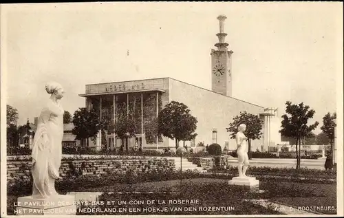 Ak Bruxelles Brüssel, Exposition, Weltausstellung 1935,  Pavillon des Pays Bas, Roseraie