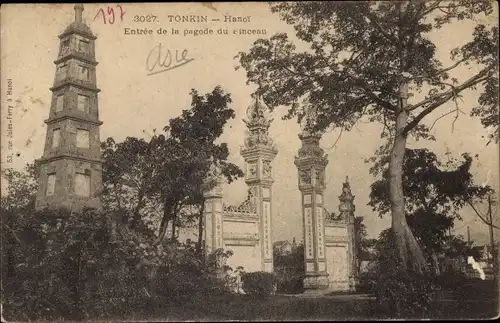 Ak Hanoi Tonkin Vietnam, Entrée de la pagode