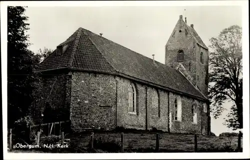 Ak Obergum Winsum Groningen, Ned. Herv. Kerk