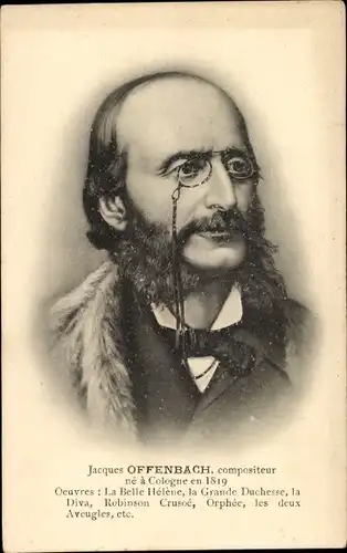 Ak Komponist Jacques Offenbach, Portrait, Monokel