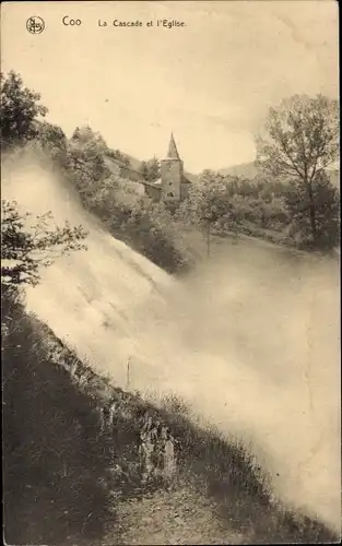 Ak Coo Stavelot Wallonien Lüttich, La Cascade et l'Eglise