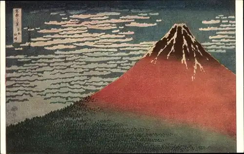 Künstler Ak Hokusai, Fuji Präfektur Shizuoka Japan, Berg im Abendrot