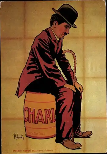 Künstler Ak Roberty, Schauspieler Charlie Chaplin, Portrait