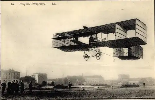 Ak Aeroplane Delagrange, Doppeldecker