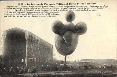 Ak Le Dirigeable Francais Clement Bayard, Zeppelin