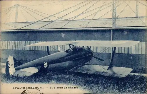 Ak Französisches Militärflugzeug, Spad Herbemont, Bi places de chasse