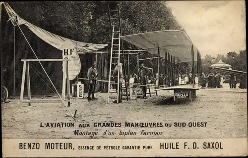 Ak Benzo Moteur, Essence de Petrole, l'Aviation aux Grandes Manoeuvres du Sud Ouest, Biplan Farman