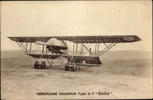 Ak Aeroplane Caudron Type G F Ecole, französisches Militärflugzeug