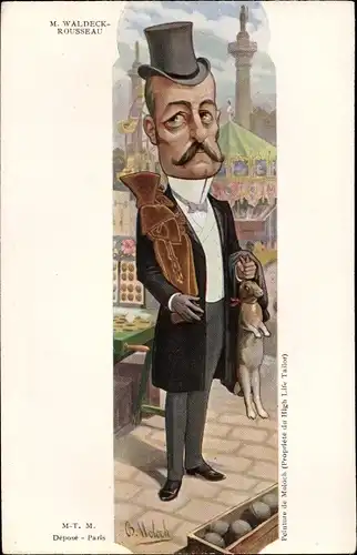 Künstler Ak Moloch, B., Französischer Politiker Pierre Waldeck-Rousseau, Dreyfus Affäre, Karikatur