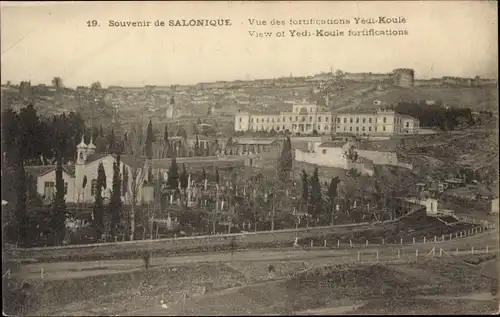 Ak Saloniki Thessaloniki Griechenland, vue des fortifications Yedi Koule