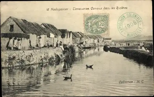 Ak Antananarivo Tananarive Madagaskar, Canaux dans les Rizières