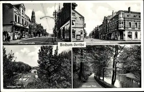 Ak Gerthe Bochum im Ruhrgebiet, Lothringer Straße, Geschäfte, Hiltroper Park