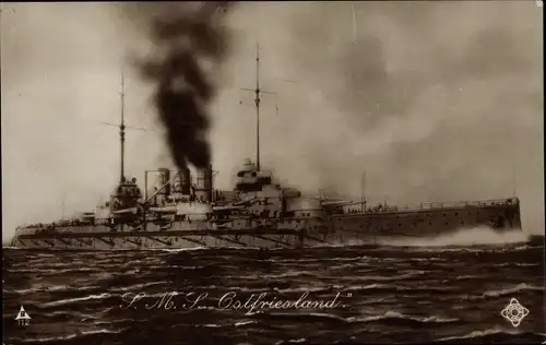 Ak Deutsches Kriegsschiff, SMS Ostfriesland, Kaiserliche Marine