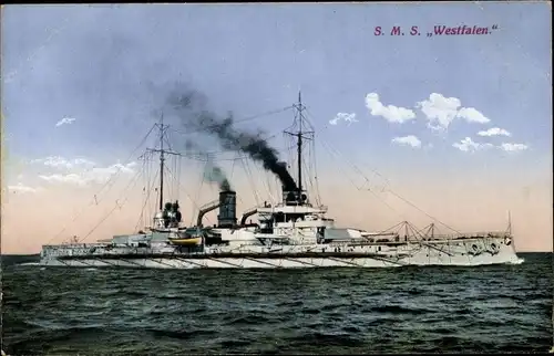 Ak Deutsches Kriegsschiff, SMS Westfalen, Kaiserliche Marine