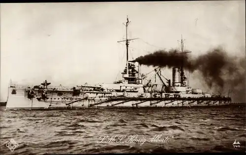 Ak Deutsches Kriegsschiff SMS König Albert, Linienschiff, Kaiser Klasse, Kaiserliche Marine