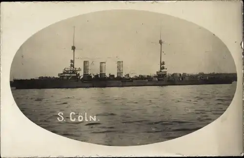 Foto Ak Deutsches Kriegsschiff, SMS Cöln, Kleiner Kreuzer, Kaiserliche Marine