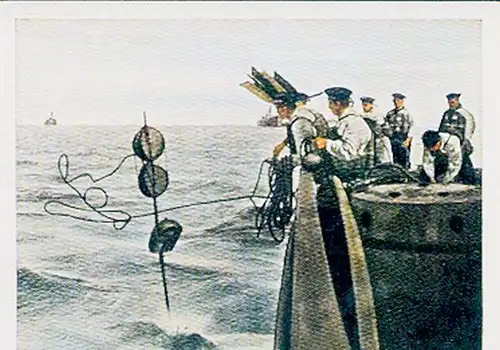 Sammelbild Der Weltkrieg 1914/18, Der Krieg zur See Nr. 243, Minenboje wird ausgelegt, Nordsee