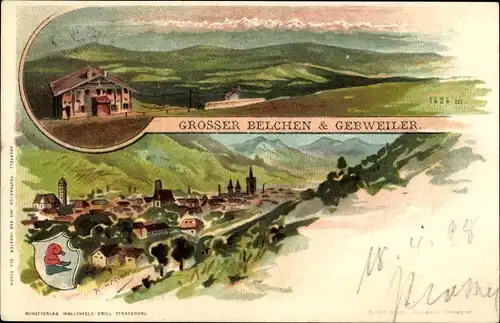 Künstler Litho Greiner, K., Soultz Sulz Elsass Haut Rhin, Großer Belchen, Guebwiller Gebweiler