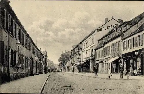 Ak Forbach Lothringen Moselle, Nationalstraße, Hotel Karsch