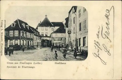 Ak Fénétrange Finstingen Lothringen Moselle, Stadthaus, Geschäfte