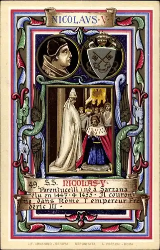 Litho Papst Nikolaus V., Tommaso Parentucelli, Wappen