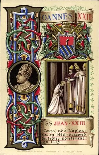 Litho Papst Johannes XXIII., Ioannes XXIII, Baldassare Cossa, Wappen