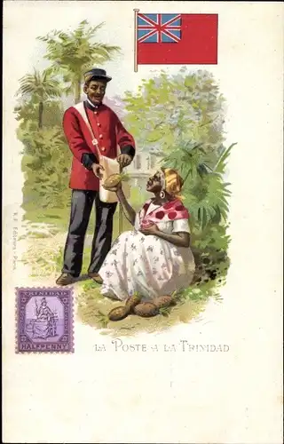 Briefmarken Litho Trinidad & Tobago, La Poste à la Trinidad, Postbote