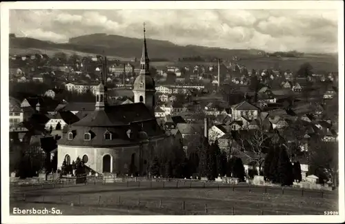 Ak Ebersbach in Sachsen, Gesamtansicht, Kirche