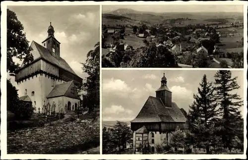 Ak Großrückerswalde im Erzgebirge, Teilansicht, Kirche, Restauration Blasius