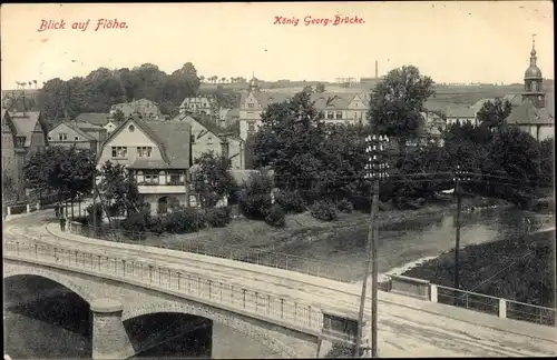 Ak Flöha Sachsen, Blick auf die König Georg Brücke und Stadt