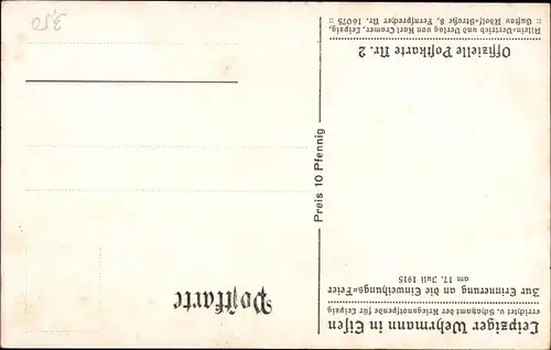 Ak Leipzig, Leipziger Wehrmann in Eisen, Einweihungsfeier 1915