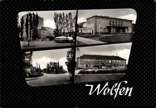 Ak Wolfen in Sachsen Anhalt, Theater der Werktätigen, Leipziger Straße, Filmtheater, Bahnhof