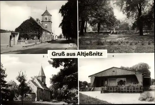 Ak Altjeßnitz Alt Jessnitz Jeßnitz in Anhalt, Hauptstraße Park, Irrgarten, Kirche, Konsum-Kaufhalle