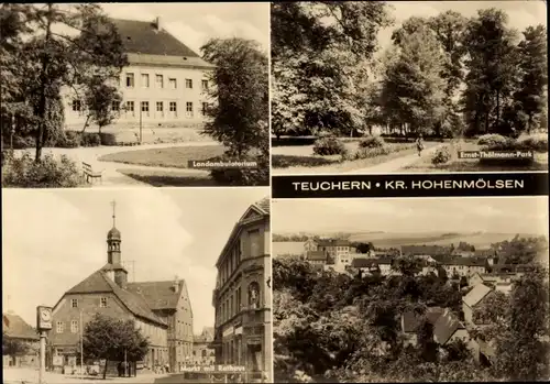 Ak Teuchern im Burgenlandkreis, Landambulatorium. Ernst-Thälmann-Platz, Markt, Rathaus