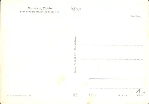 Ak Naumburg an der Saale, Blick vom Stadtturm nach Westen