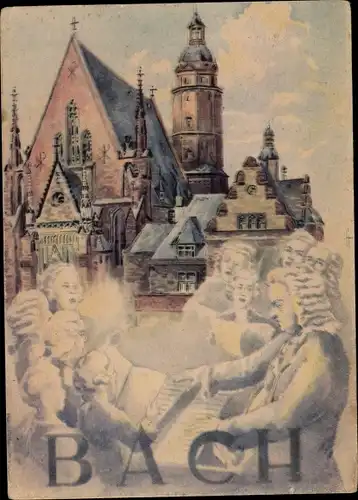 Künstler Ak Leipzig, Erste Leipziger Friedensmesse 1947, Komponist Johann Sebastian Bach