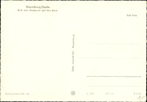 Ak Naumburg an der Saale, Blick vom Stadtturm auf den Dom