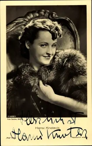 Ak Schauspielerin Hansi Knoteck, Portrait