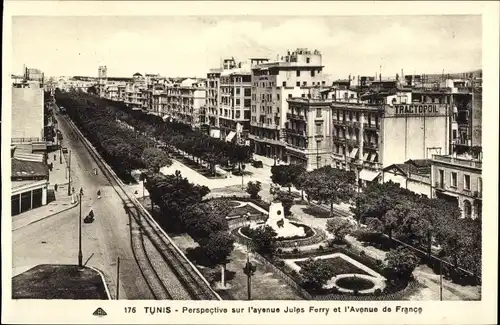 Ak Tunis Tunesien, l'Avenue Jules Ferry et l'Avenue de France