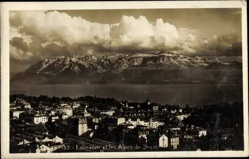 Ak Lausanne Kanton Waadt, Panorama et les Alpes de la Savoie
